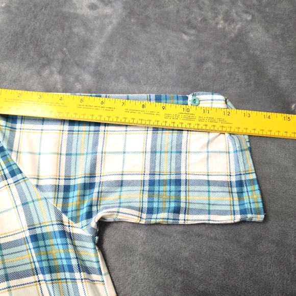 2/$30 Above & Beyond White & Green Plaid Short‎ Sleeve Tunic Size L Super Soft - Picture 8 of 11